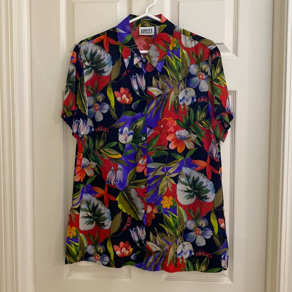 Chico’s Vintage Silk Hawaiian Shirt Size 1
